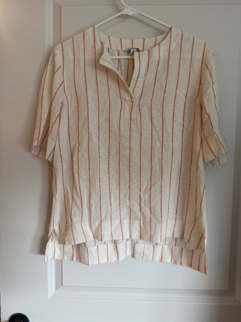 Women's Signature Linen-Blend Splitneck Shirt, Short-Sleeve